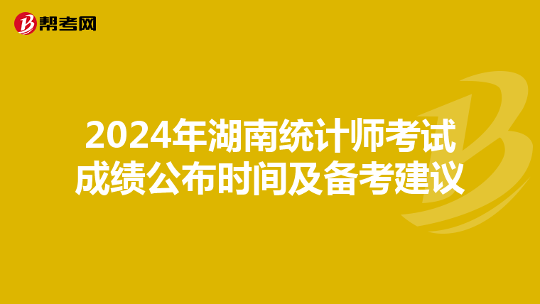 2024年湖南统计师考试成绩公布时间及备考建议