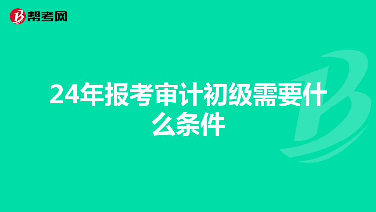 24年報考審計初級需要什么條件