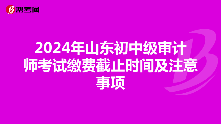2024年山東初中級審計師考試繳費截止時間及注意事項