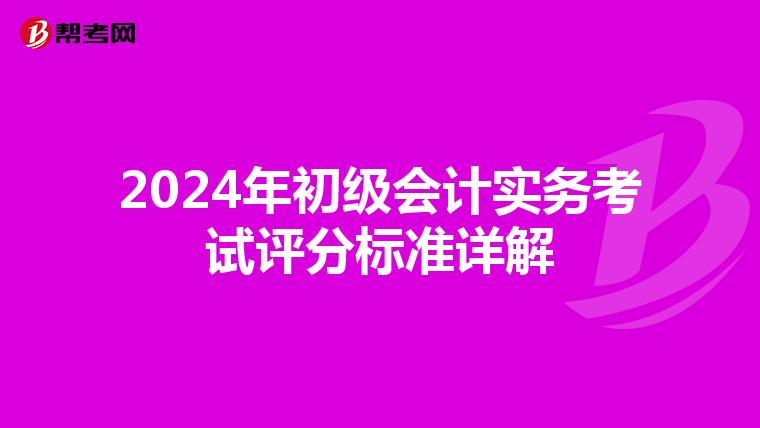2024年初级会计实务考试评分标准详解