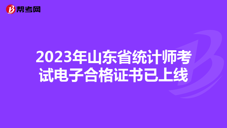 2023年山东省统计师考试电子合格证书已上线