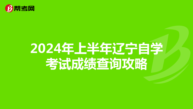 2024年上半年辽宁自学考试成绩查询攻略