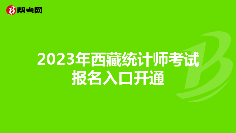 2023年西藏统计师考试报名入口开通