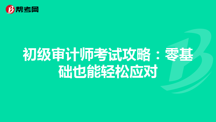 初级审计师考试攻略：零基础也能轻松应对