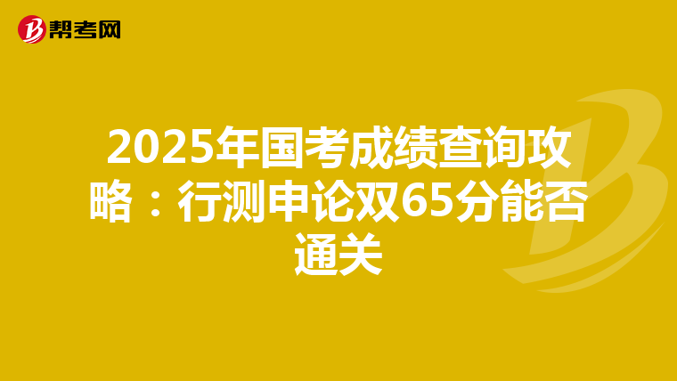 2025年国考成绩查询攻略：行测申论双65分能否通关