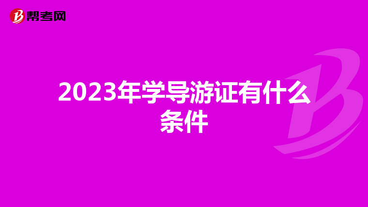 2023年学导游证有什么条件