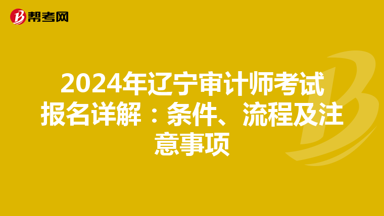 2024年辽宁审计师考试报名详解：条件、流程及注意事项