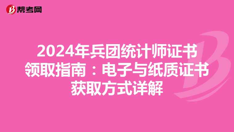 2024年兵团统计师证书领取指南：电子与纸质证书获取方式详解