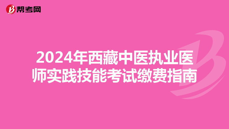 2024年西藏中医执业医师实践技能考试缴费指南