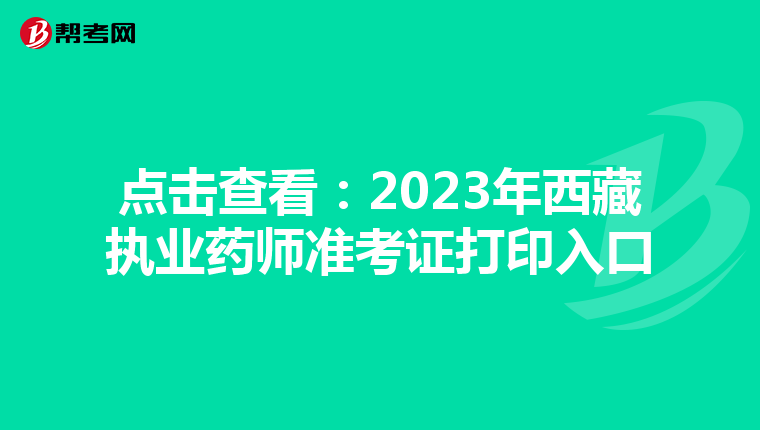 点击查看：2023年西藏执业药师准考证打印入口