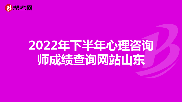 2022年下半年心理咨询师成绩查询网站山东