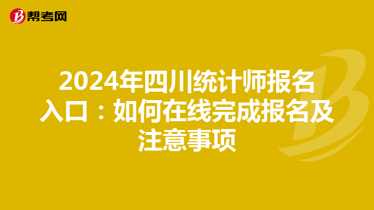 2024年四川统计师报名入口：如何在线完成报名及注意事项