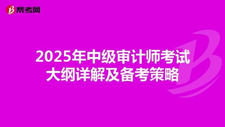 2025年中级审计师考试大纲详解及备考策略