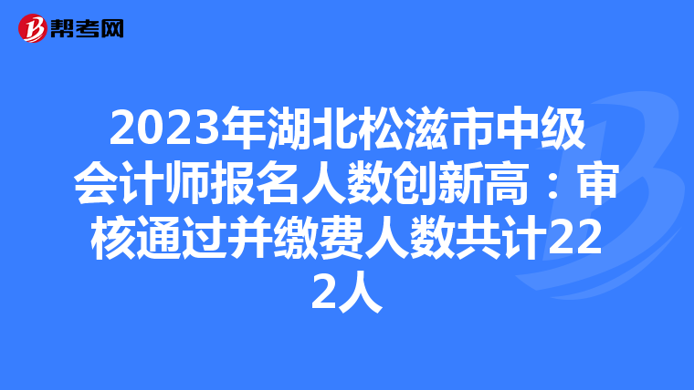 2023年湖北松滋市中級會計(jì)師報(bào)名人數(shù)創(chuàng)新高:審核通過并繳費(fèi)人數(shù)共計(jì)222人