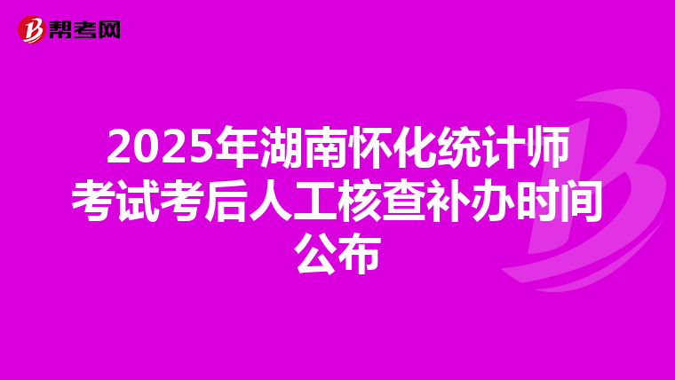 2025年湖南懷化統計師考試考后人工核查補辦時間公布