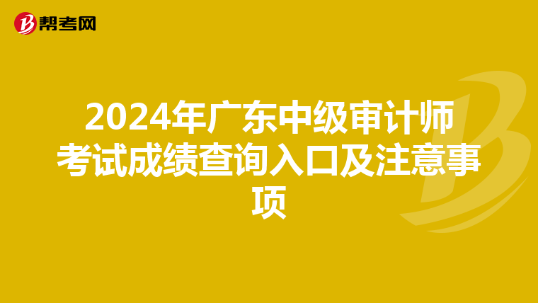 2024年广东中级审计师考试成绩查询入口及注意事项