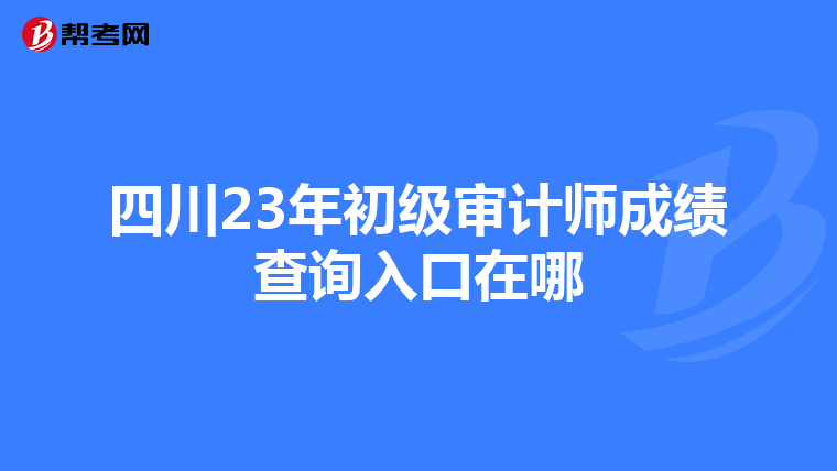 四川23年初级审计师成绩查询入口在哪