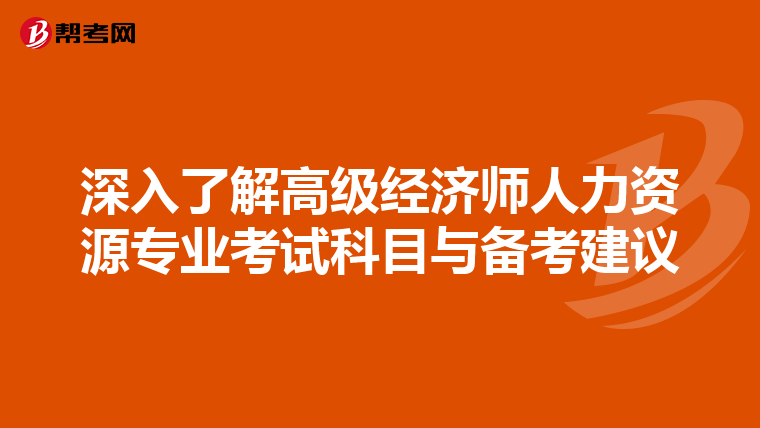 深入了解高级经济师人力资源专业考试科目与备考建议