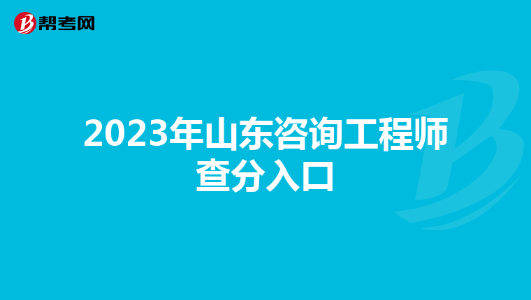 2023年山东咨询工程师查分入口