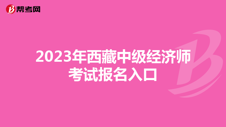 2023年西藏中级经济师考试报名入口