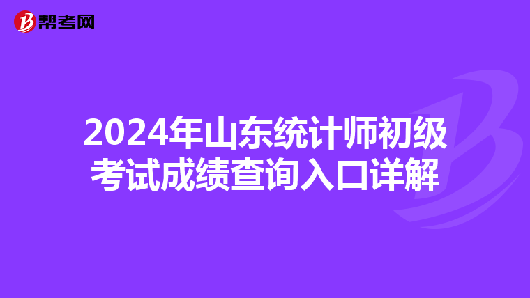 2024年山东统计师初级考试成绩查询入口详解