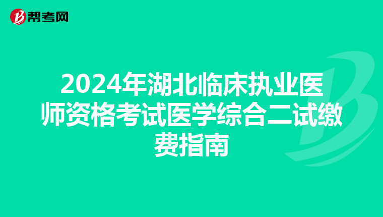 2024年湖北临床执业医师资格考试医学综合二试缴费指南