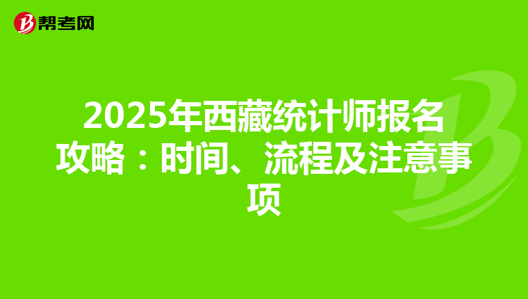 2025年西藏统计师报名攻略：时间、流程及注意事项