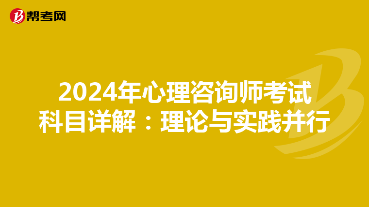 2024年心理咨询师考试科目详解：理论与实践并行