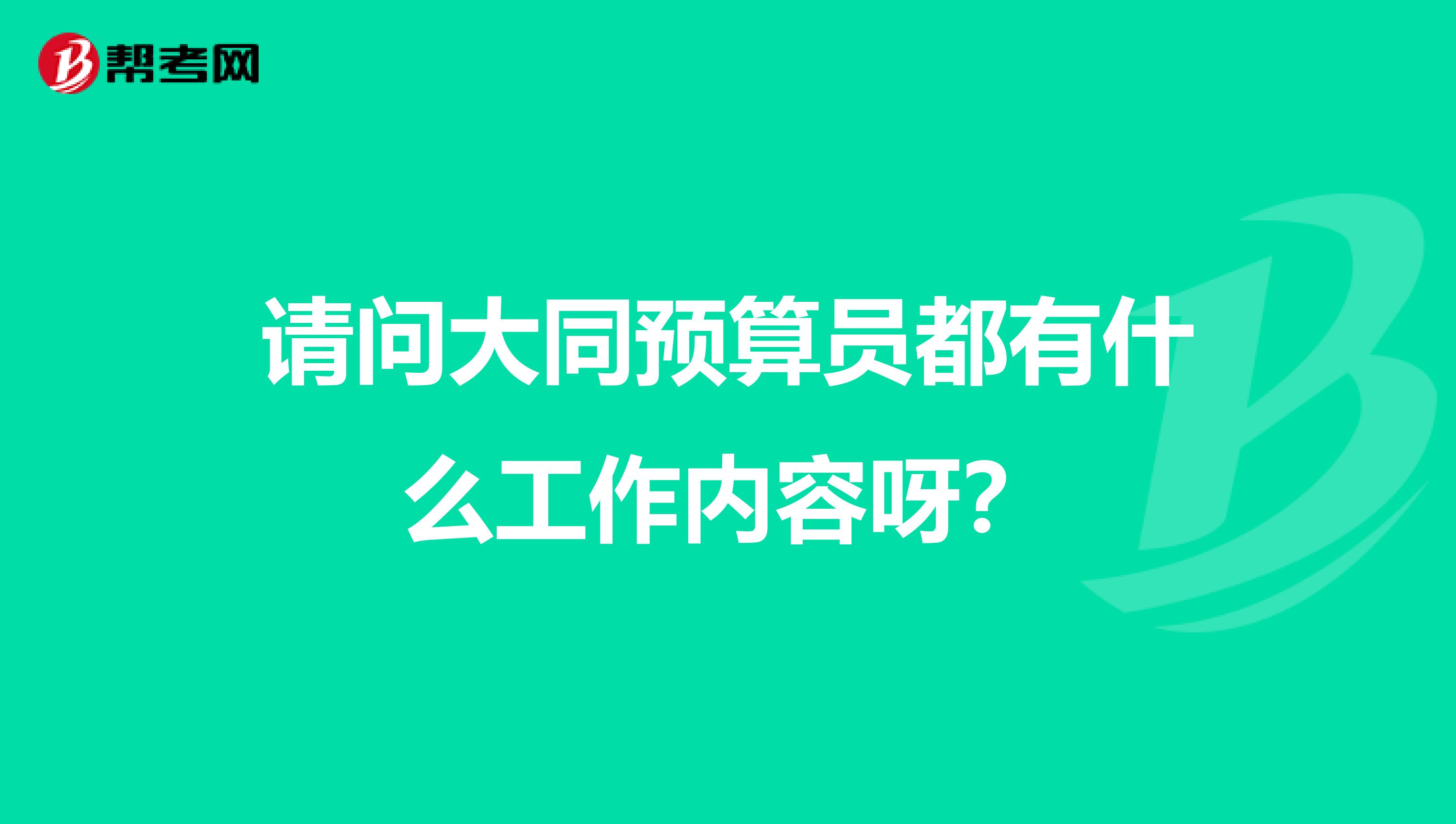 请问大同预算员都有什么工作内容呀？