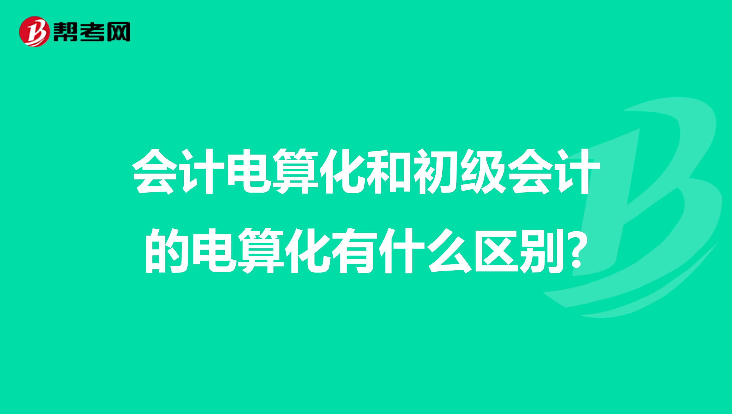 会计电算化和初级会计的电算化有什么区别?
