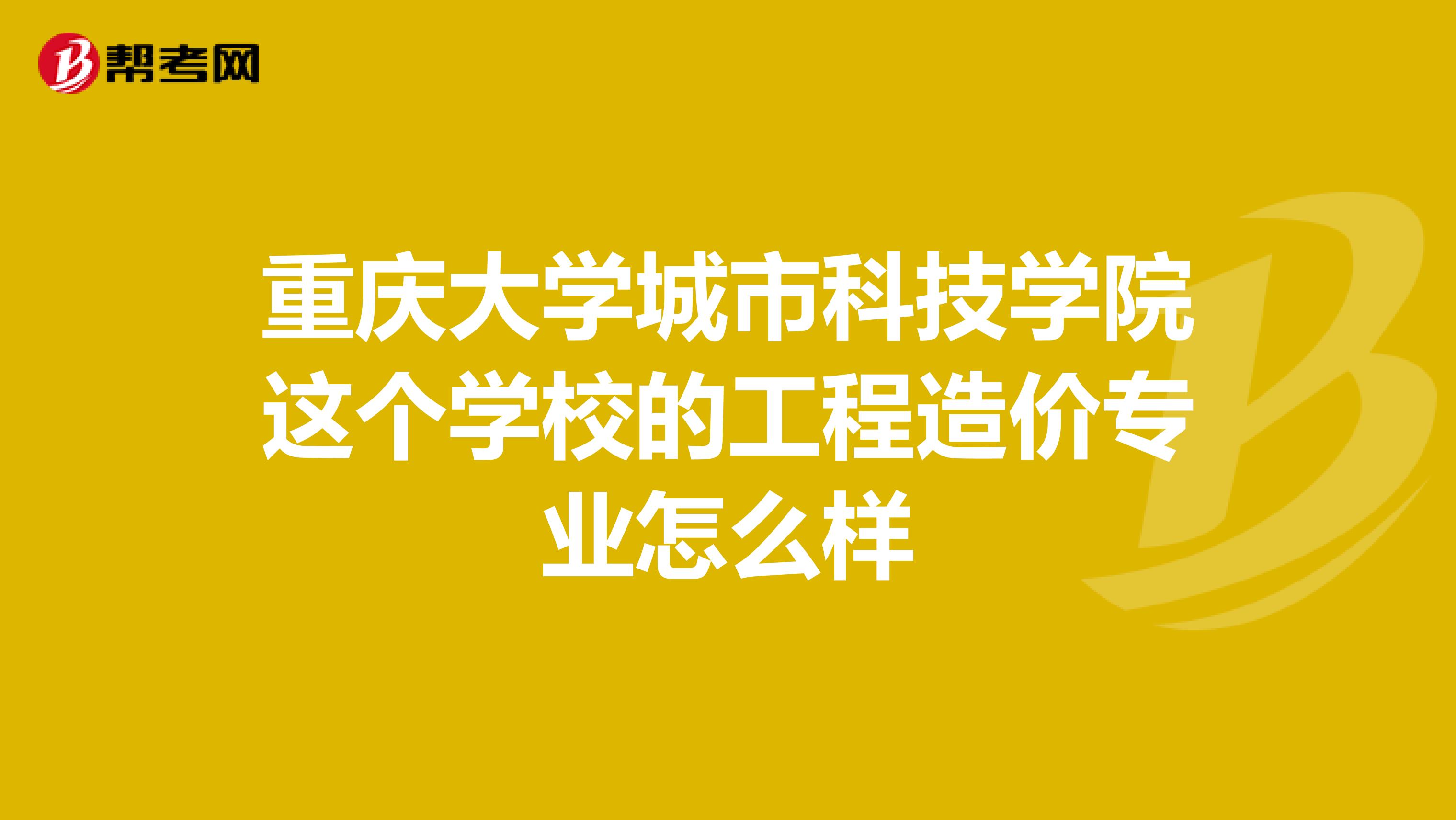 重庆大学城市科技学院这个学校的工程造价专业怎么样