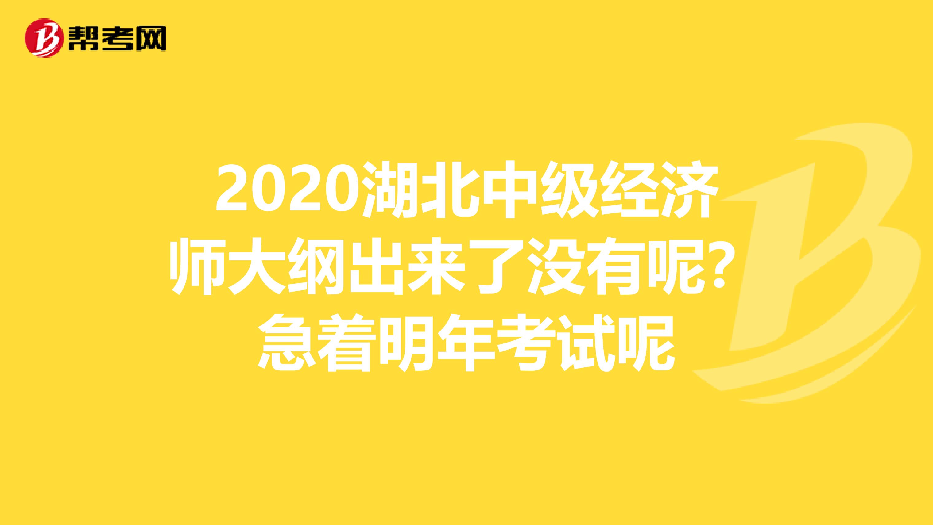 2020湖北中级经济师大纲出来了没有呢?急着明年考试呢