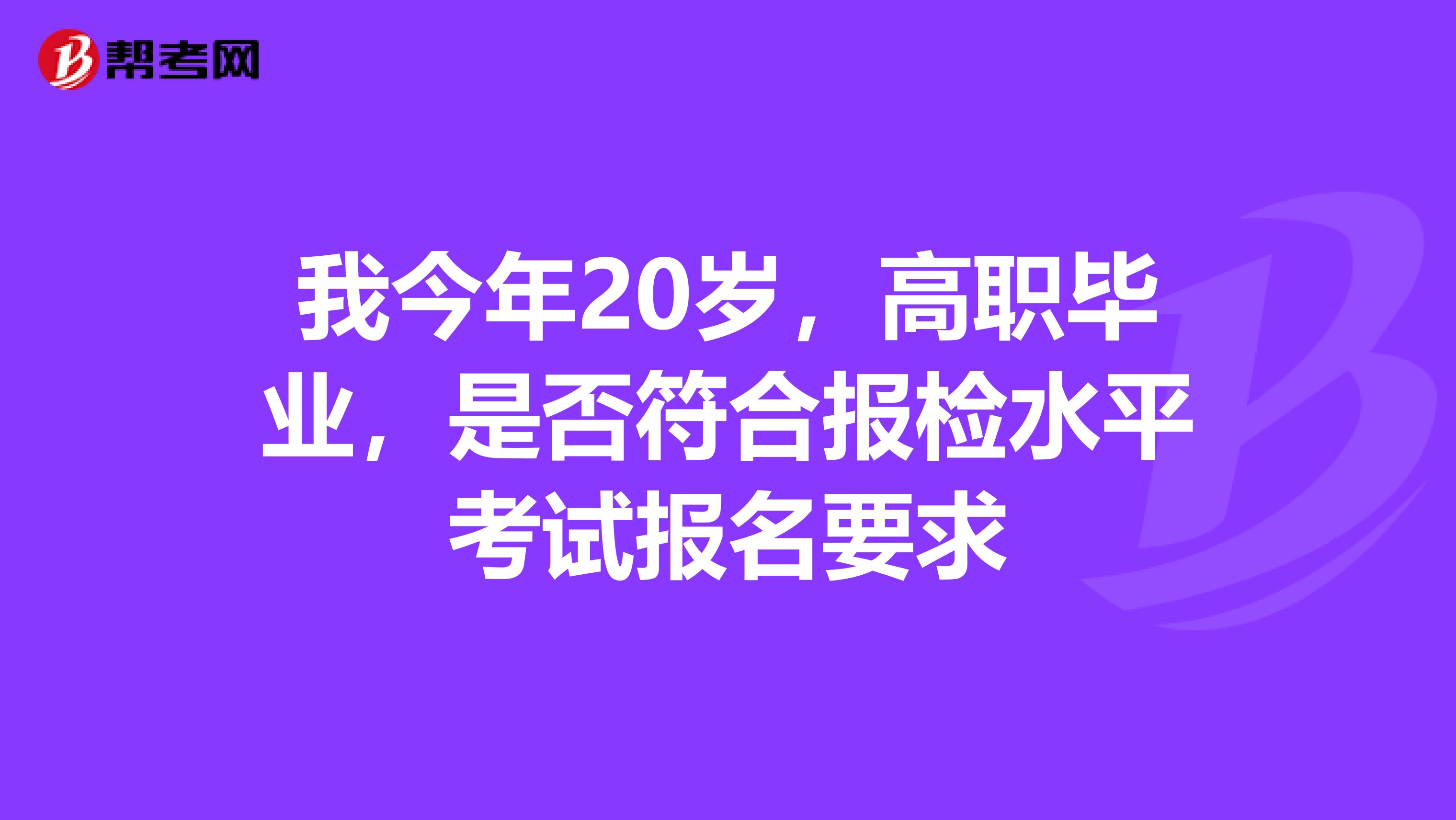 我今年20岁,高职毕业,是否符合报检水平考试报名要求