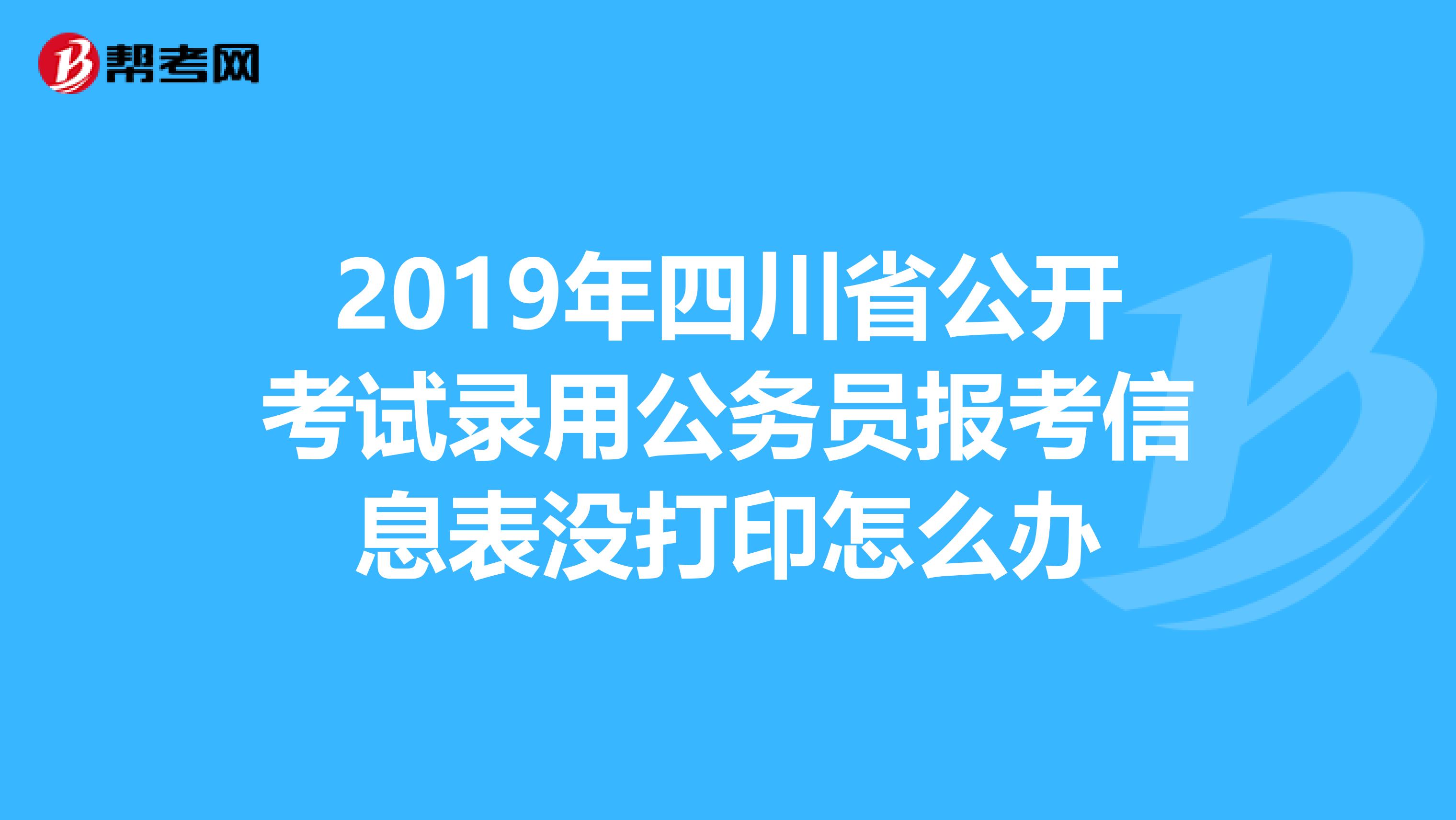 2019年四川省公开考试录用公务员报考信息表没打印怎么办