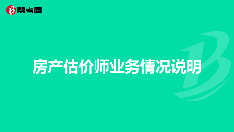 房产估价师业务情况说明