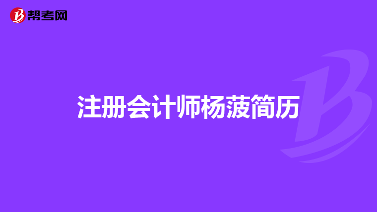 注册会计师杨菠简历