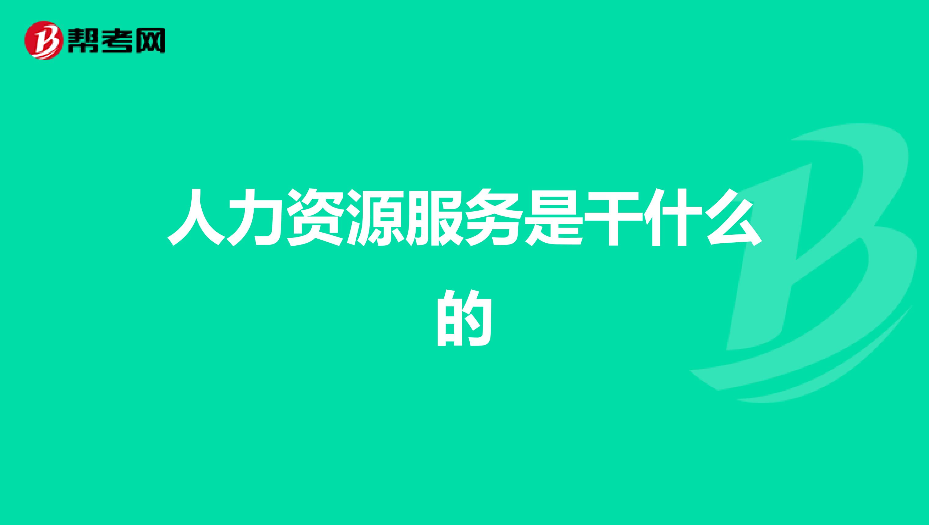 人力资源服务是干什么的