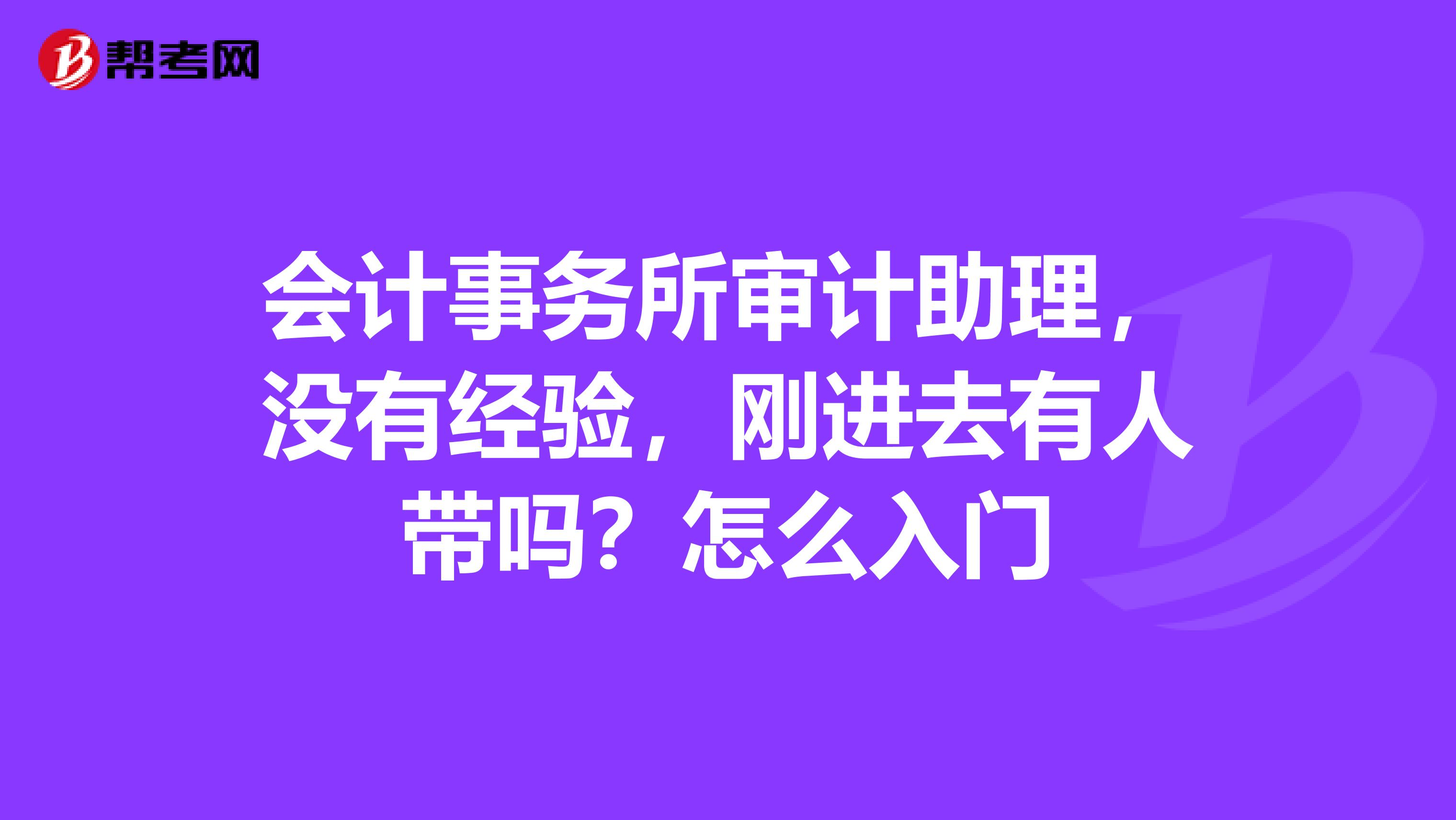 会计事务所审计助理,没有经验,刚进去有人带吗?怎么入门