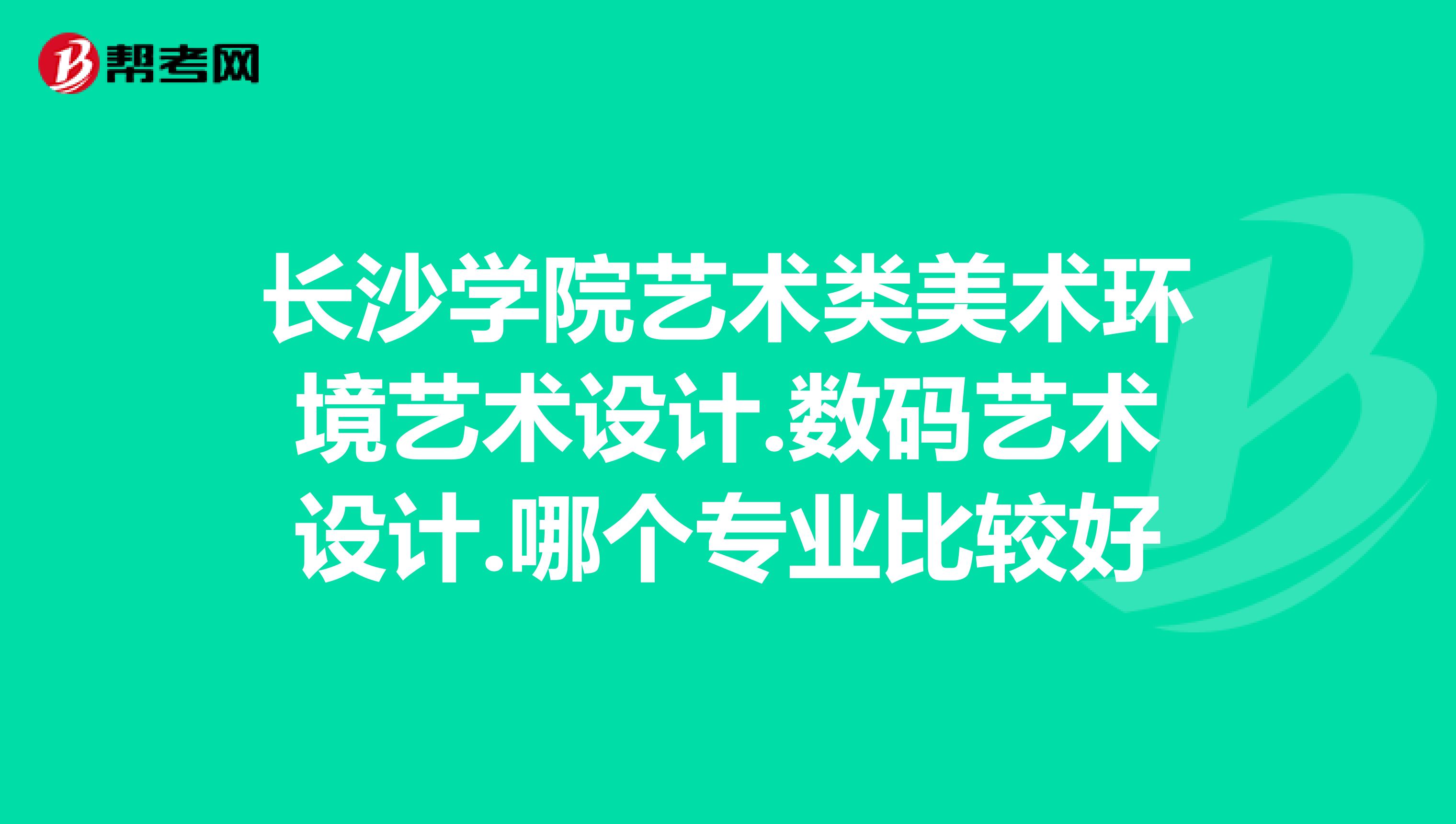 长沙学院艺术类美术环境艺术设计.数码艺术设计.哪个专业比较好