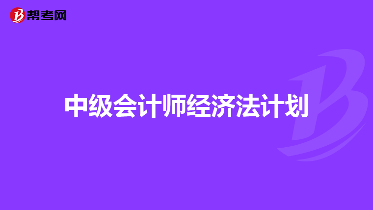 中级会计师经济法计划
