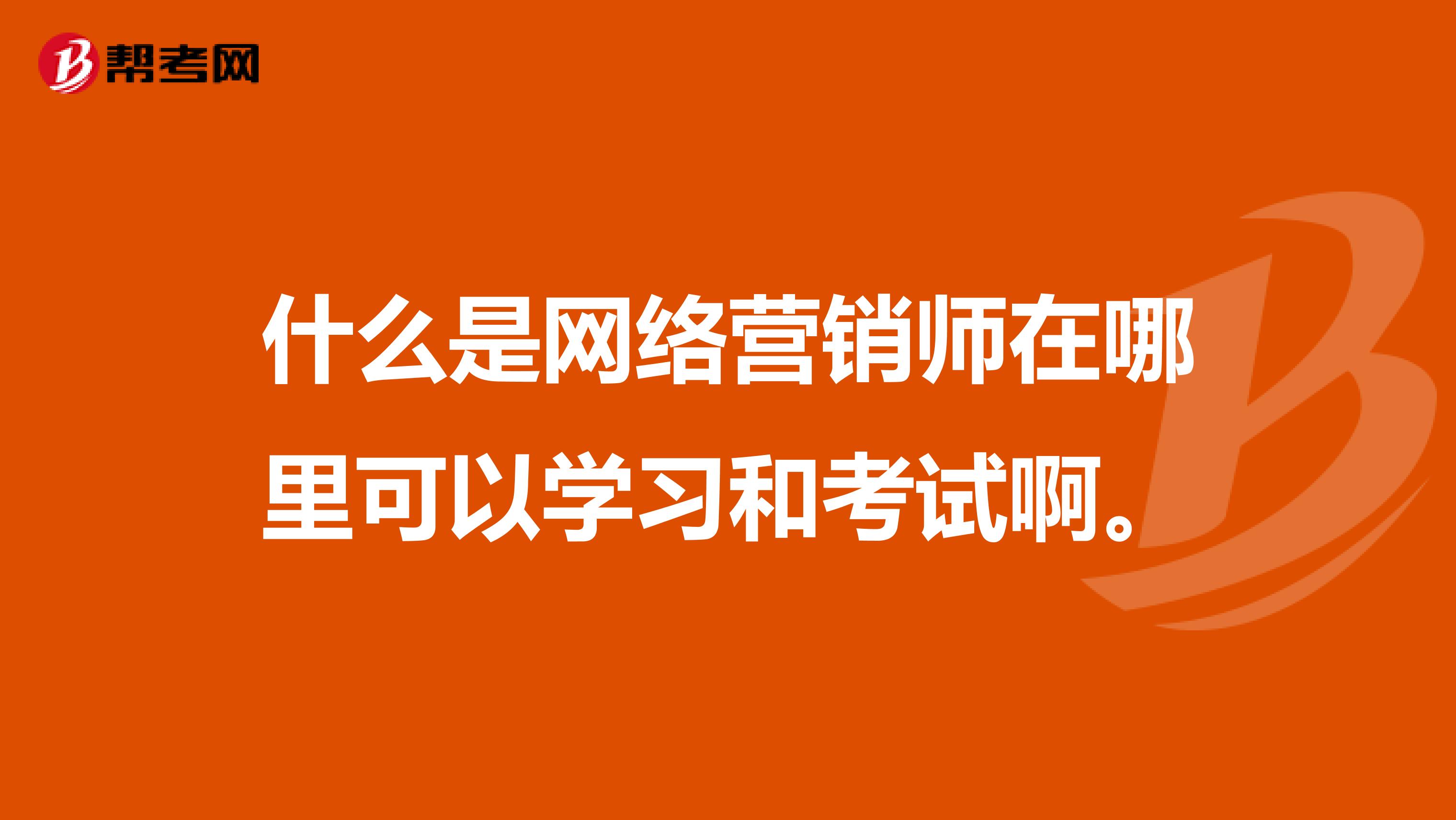 什么是网络营销师在哪里可以学习和考试啊。
