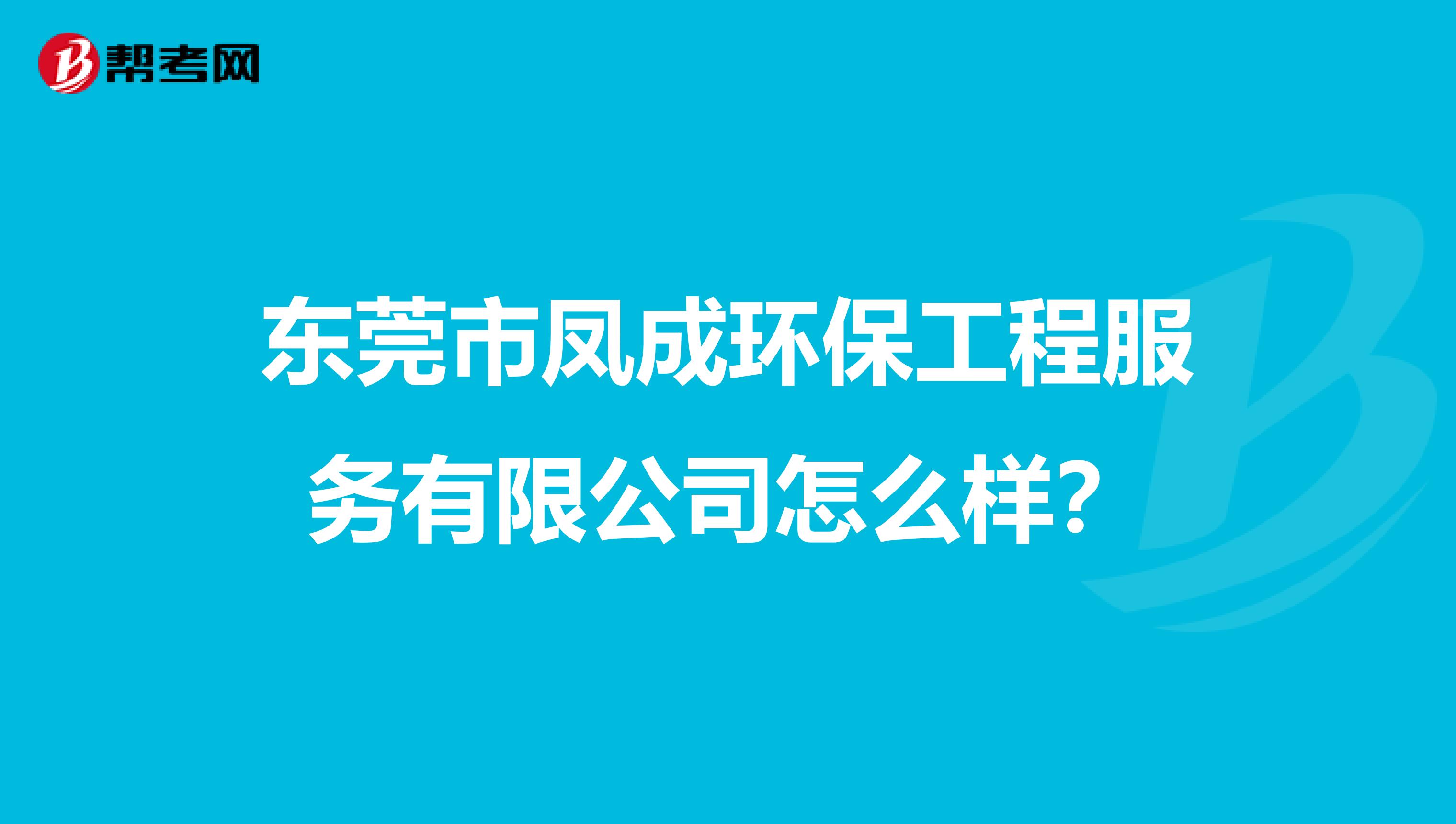 东莞市凤成环保工程服务有限公司怎么样？