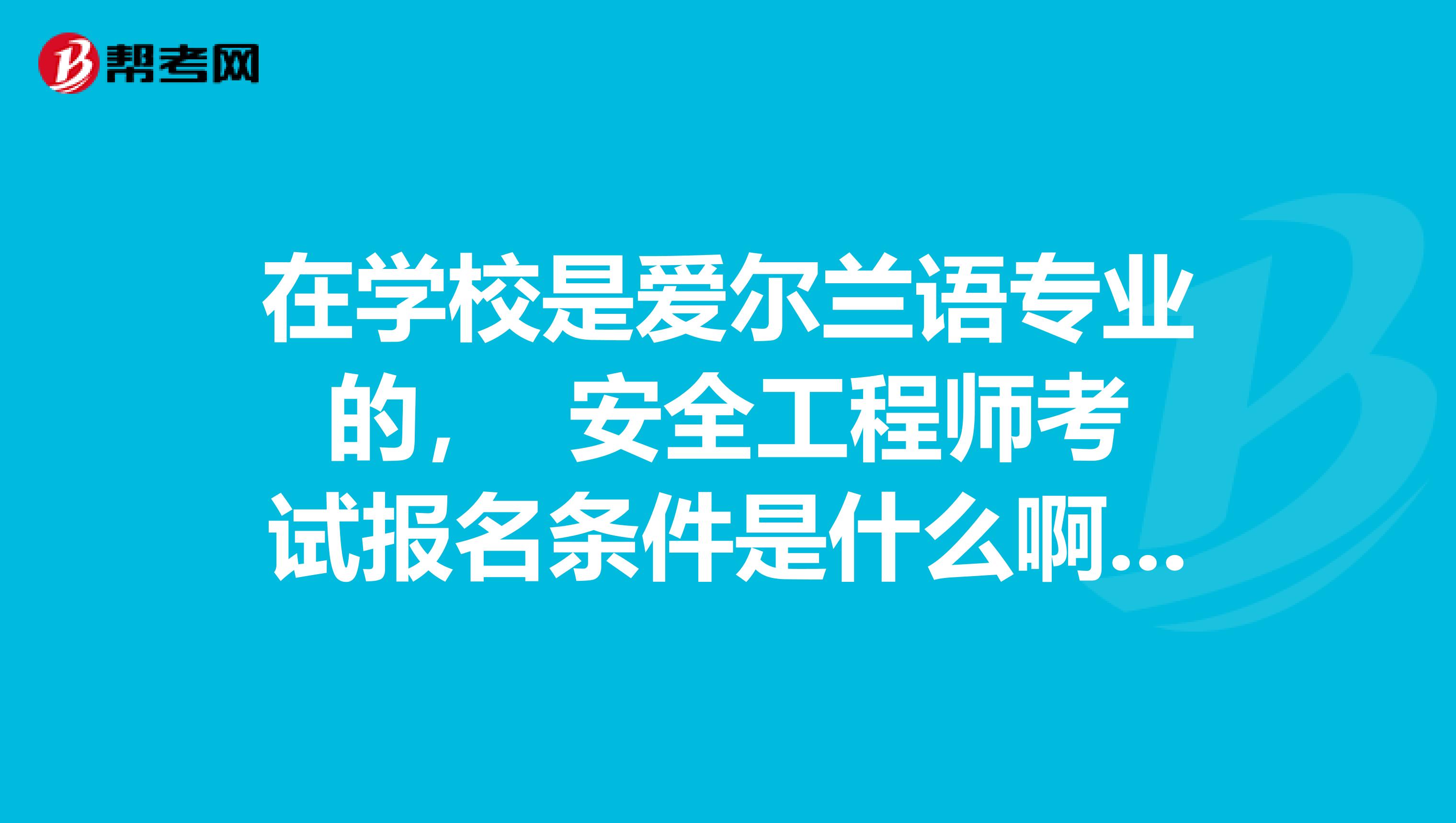 在学校是爱尔兰语专业的， 安全工程师考试报名条件是什么啊？真心感谢