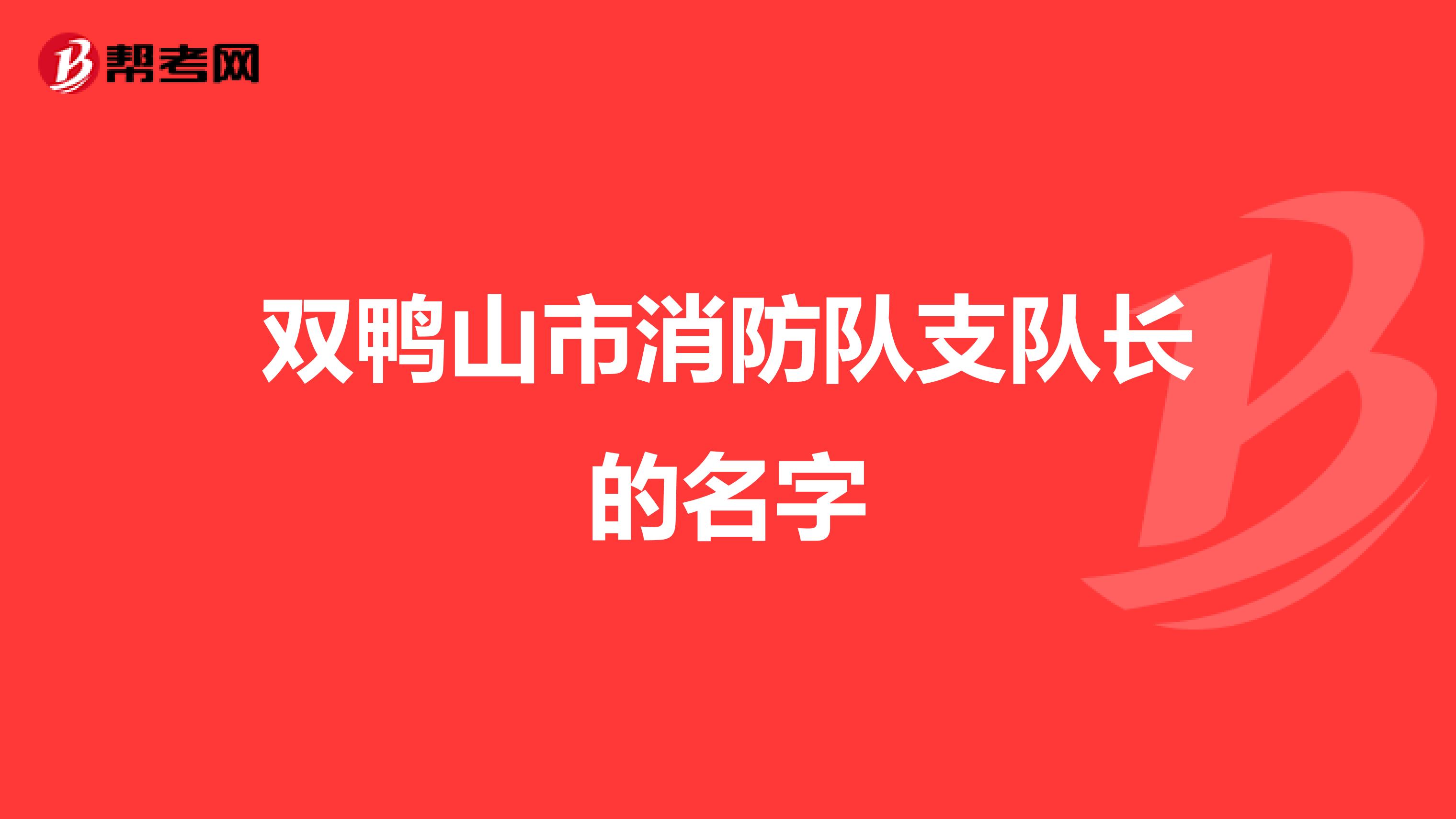 双鸭山市消防队支队长的名字