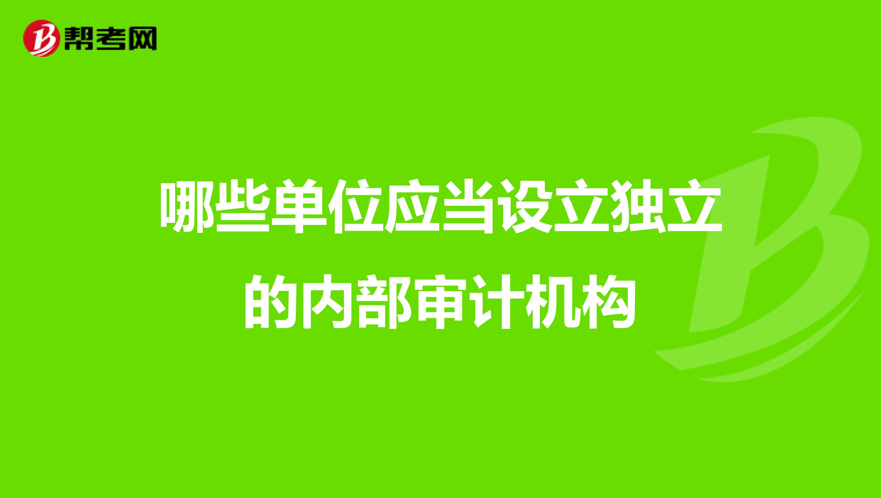 哪些单位应当设立独立的内部审计机构