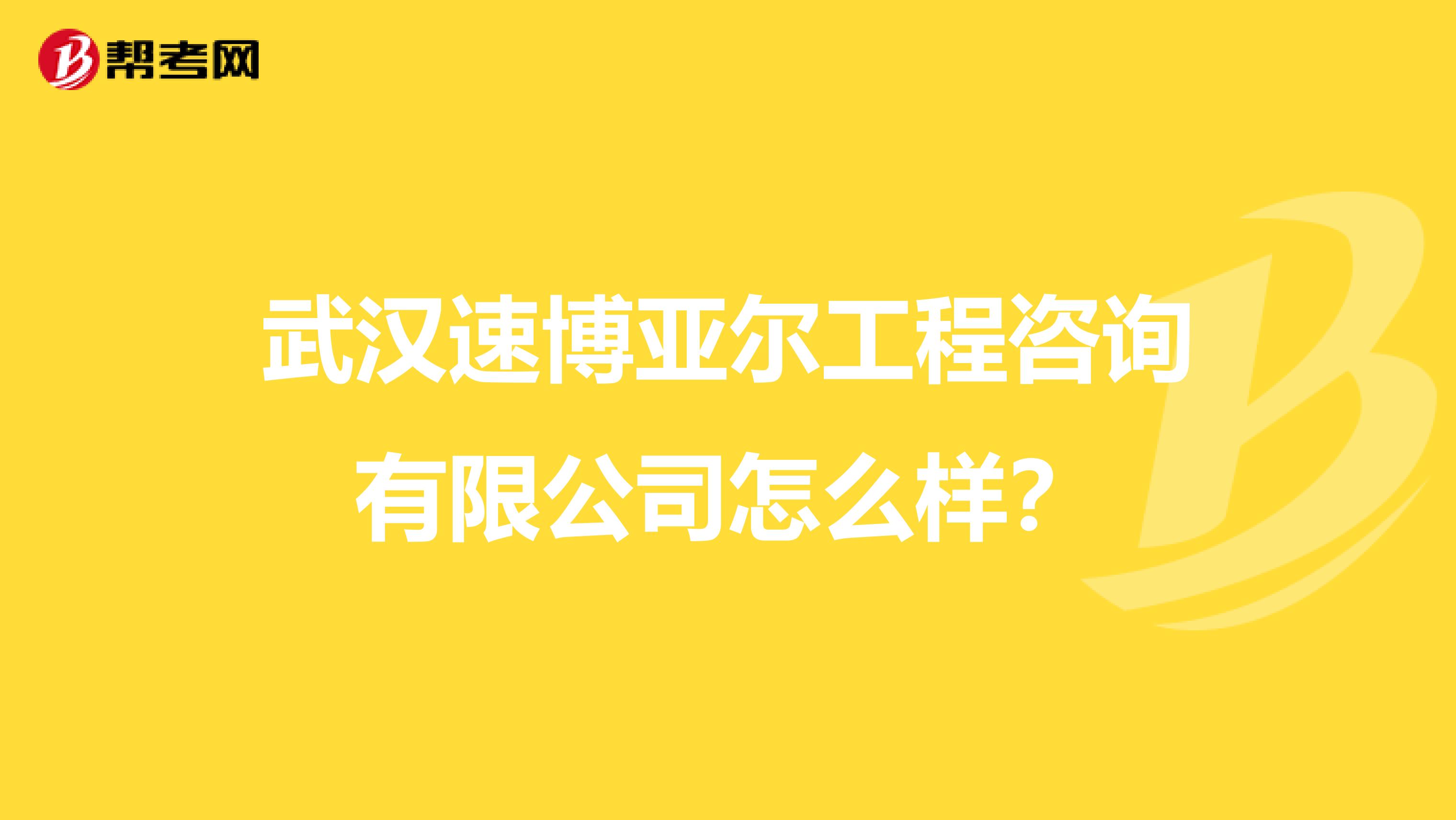 武汉速博亚尔工程咨询有限公司怎么样？