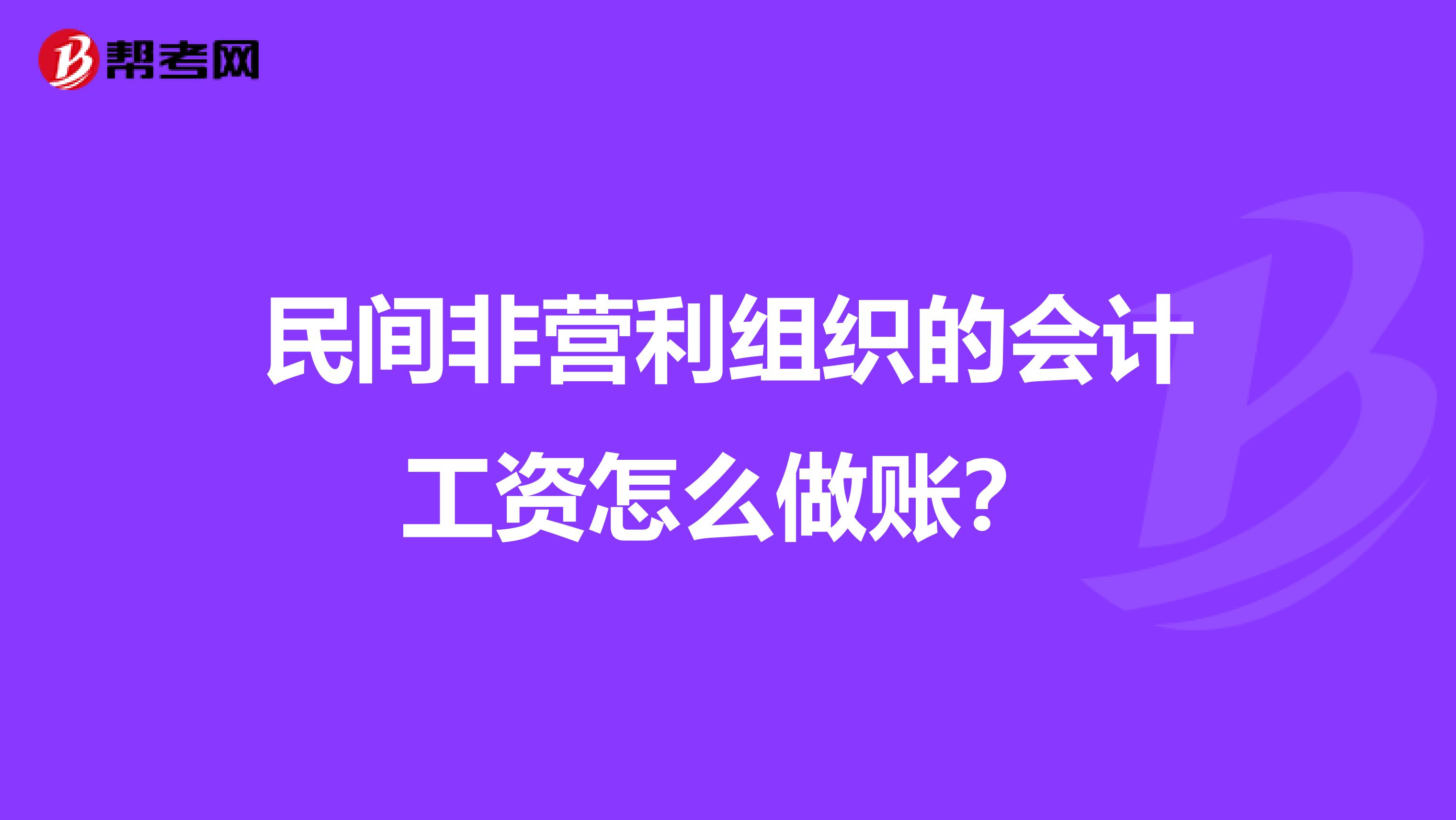 民间非营利组织的会计工资怎么做账?