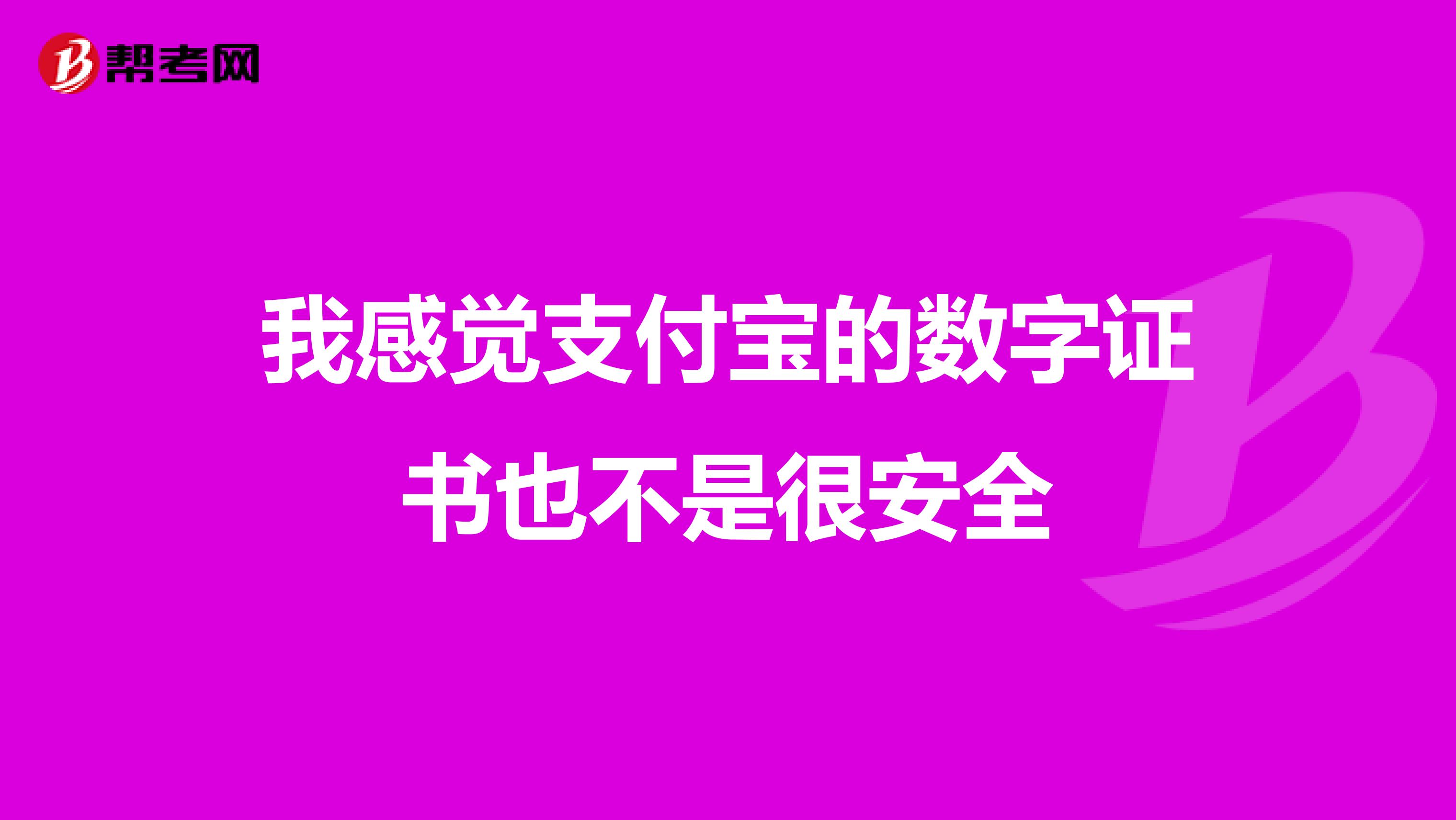 我感觉支付宝的数字证书也不是很安全