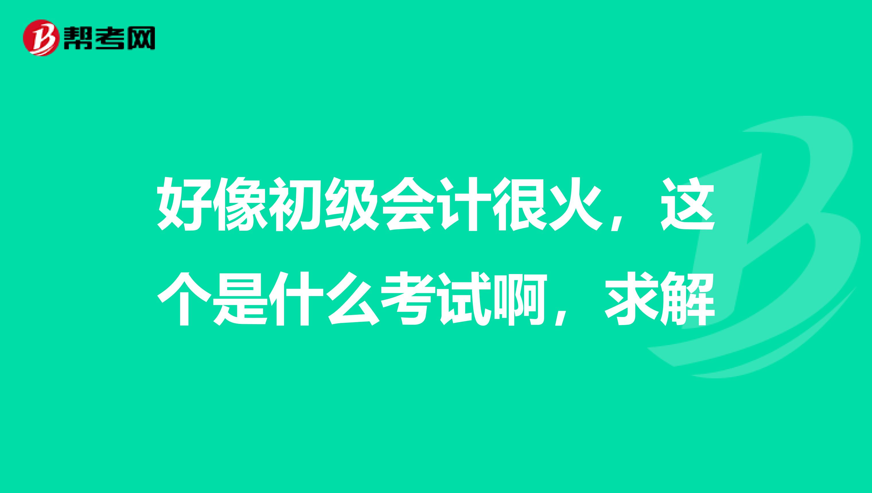 好像初级会计很火，这个是什么考试啊，求解