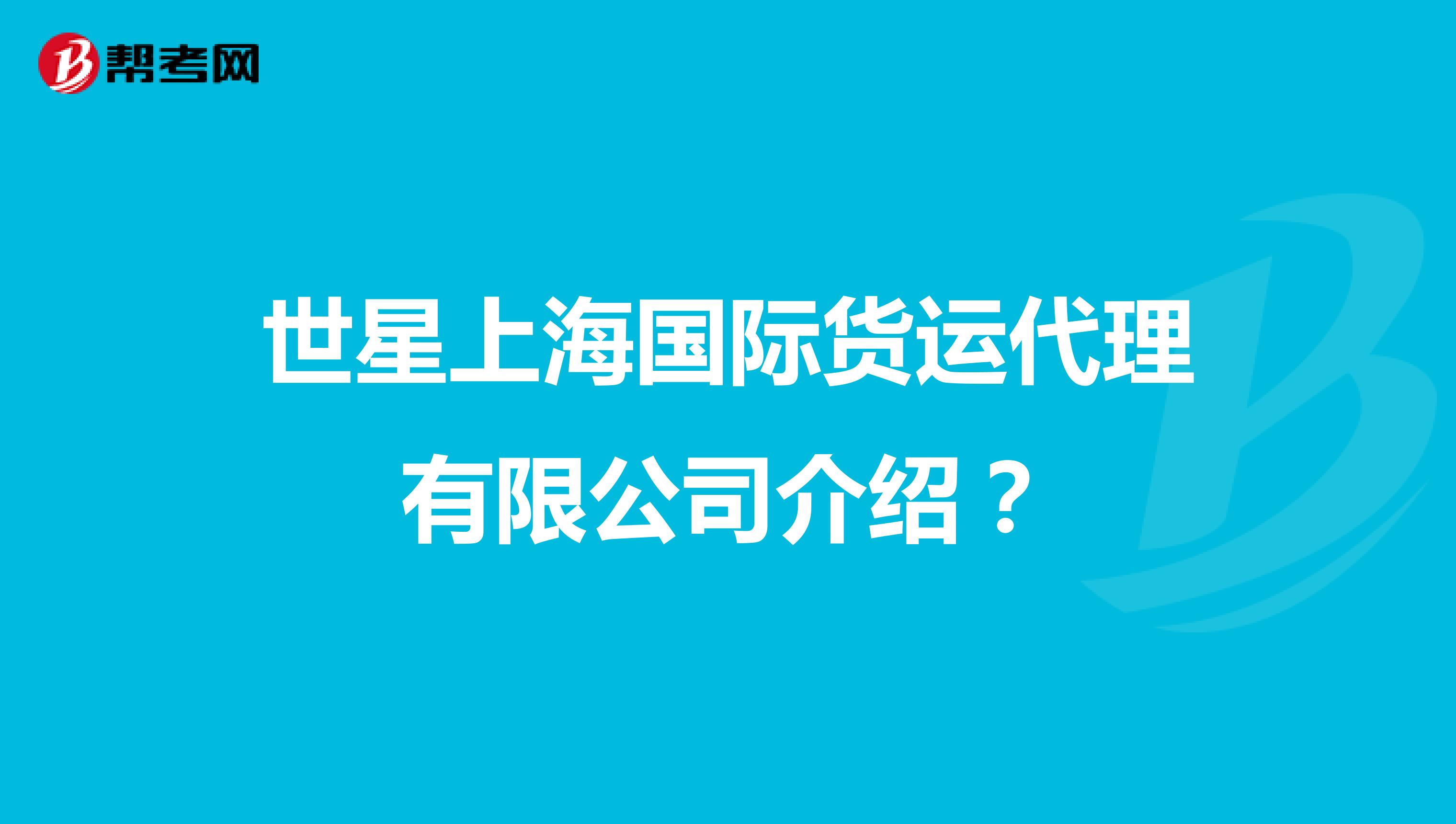 世星上海国际货运代理有限公司介绍?